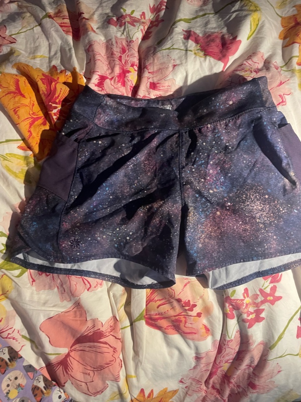 Athleta Galaxy Print Kids Athletic Shorts - Navy & Purple